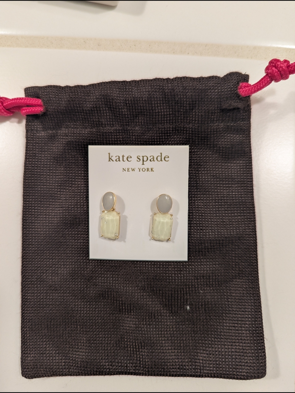Kate Spade New York Pale Yellow & Light Gray Drop Earrings